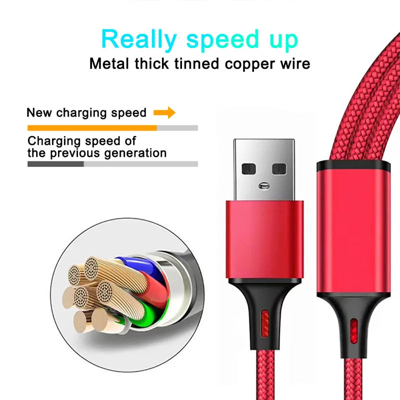 Lovebay 3 in 1 USB Fast Charging Cable Type C Micro IOS Multi Charger Cable for Iphone Huawei Samsung Nylon Braided Cord