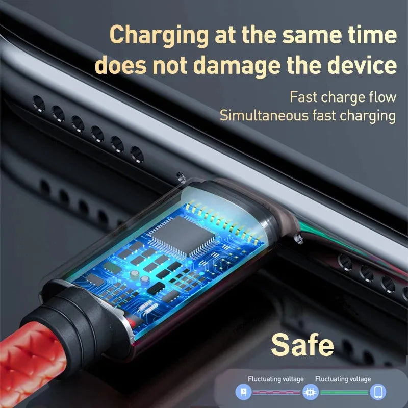 Lovebay 3 in 1 USB Fast Charging Cable Type C Micro IOS Multi Charger Cable for Iphone Huawei Samsung Nylon Braided Cord